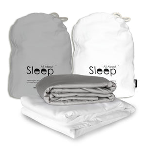 Organic Bamboo Bed Sheets Set: 2 Pillowcases, Deep Fitted Sheet & Duvet Cover: UK Super King Size - All About Sleep UK