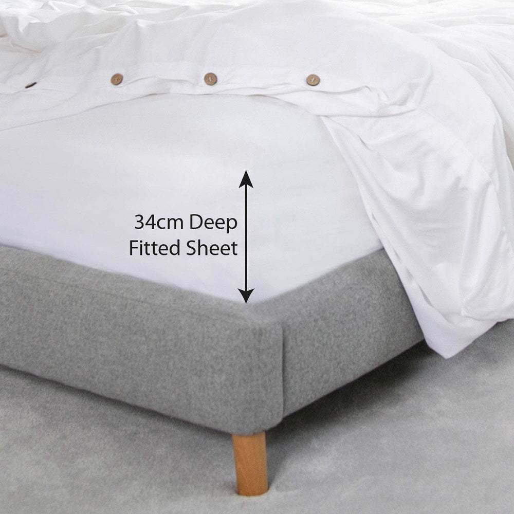 Organic Bamboo Bed Sheets Set: 2 Pillowcases, Deep Fitted Sheet & Duvet Cover: UK Super King Size - All About Sleep UK