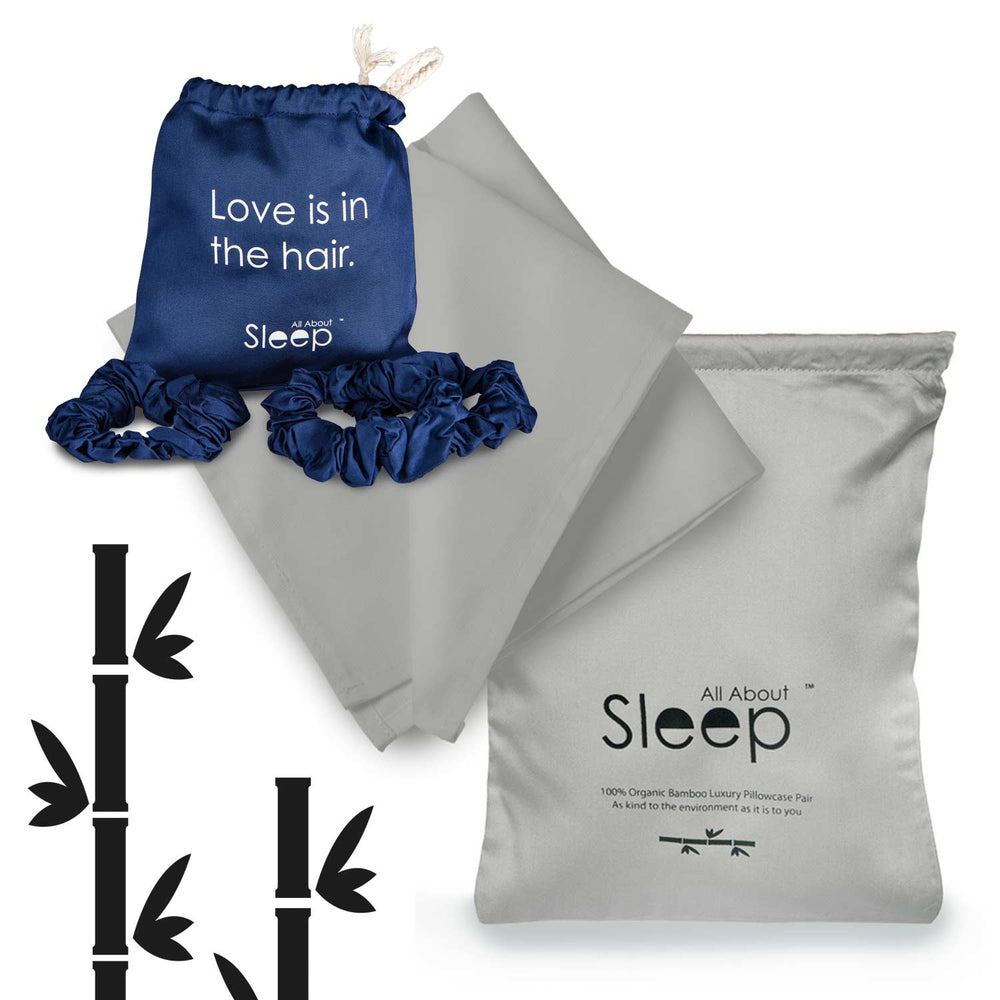 Skin and Hair Gift Box: Organic Bamboo Hair Scrunchies and Pillowcases - All About Sleep UK