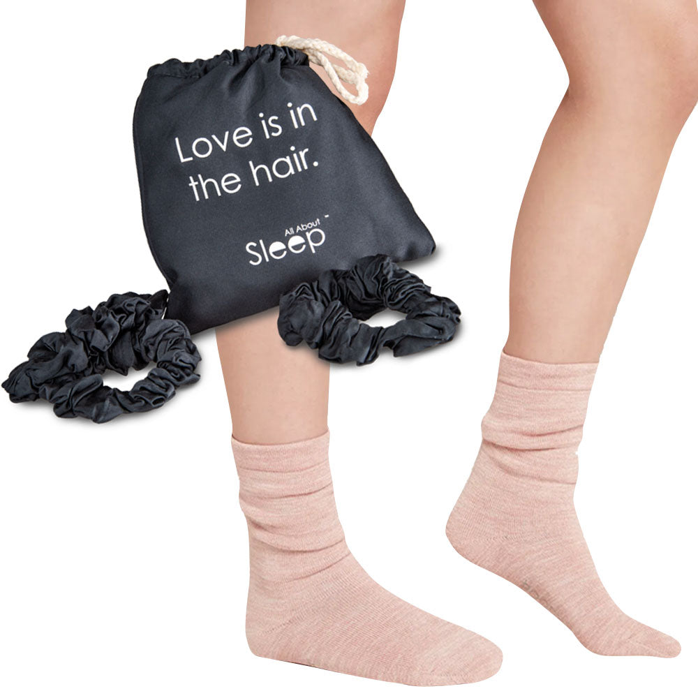
            
                Load image into Gallery viewer, Boody Bamboo Bed Socks and Bamboo Hair Scrunchies: Night in Set - All About Sleep UK
            
        